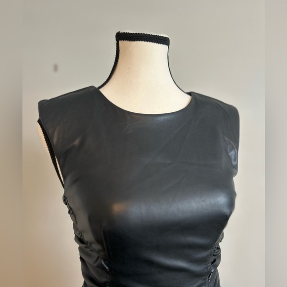 ZARA Blogger Fav Black Faux Leather Bodycon Women's Mini Dress Size XS - Picture 5 of 14